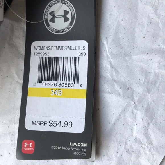 NWT Under Armour Armour High Sports Bra Char/Black 1259953 38D - Picture 6 of 8